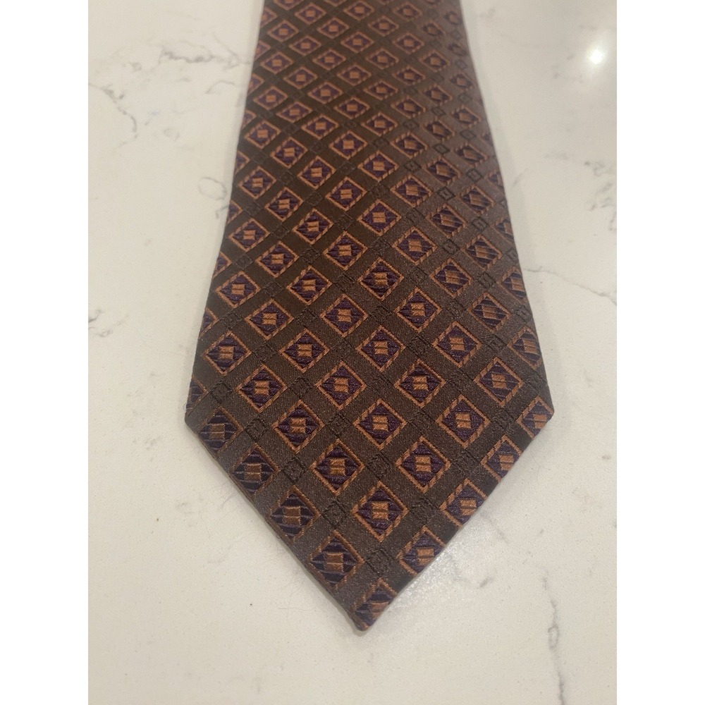 JOS. A. BANK Signature Collection Men's 100% Silk Geometric Tie Brown/Purple